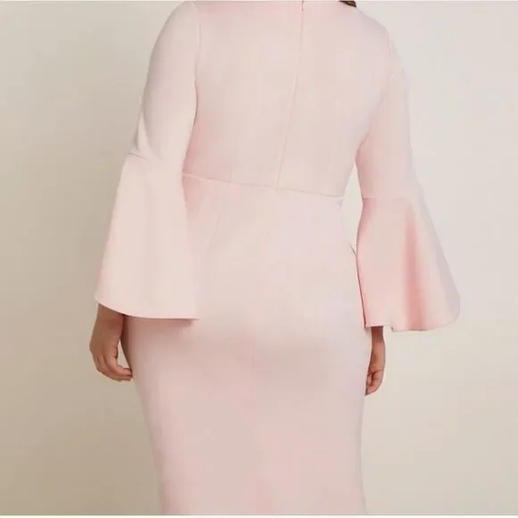 Eloquii Flare Sleeve BLUSH Scuba Dress - Picture 2 of 5